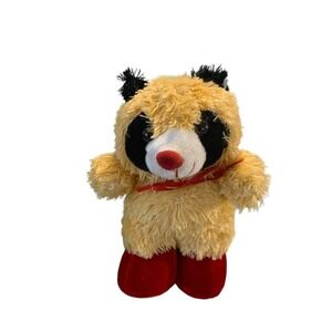 Vintage King Plush Raccoon Stuffed Animal in Red Boots‎ Soft Cuddly Toy